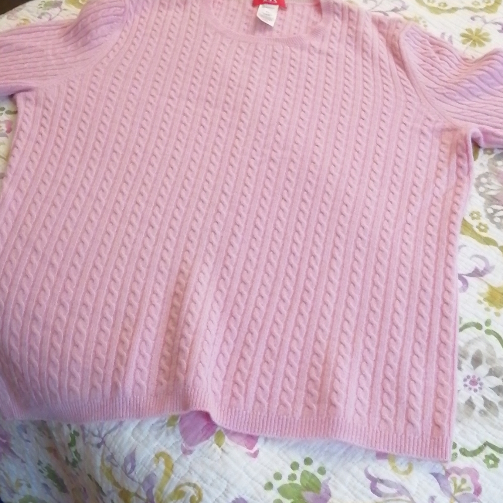 Women's 100% cashmere pink sweater XL